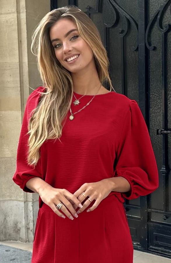 Puff Sleeve Top Lilly Bordeaux – shoparchief