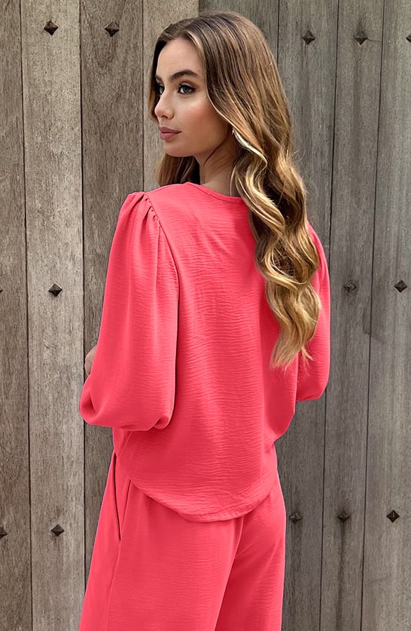 Puff Sleeve Top Lilly Koraal – shirts & tops — foto 2