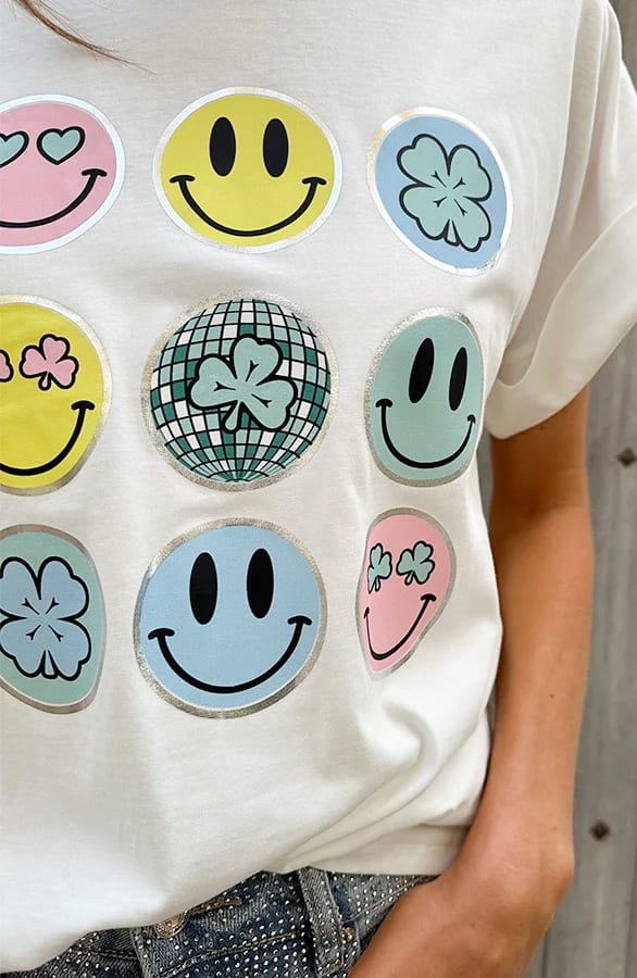 Smiley Detail T-Shirt Megan Ecru – shirts & tops — foto 5