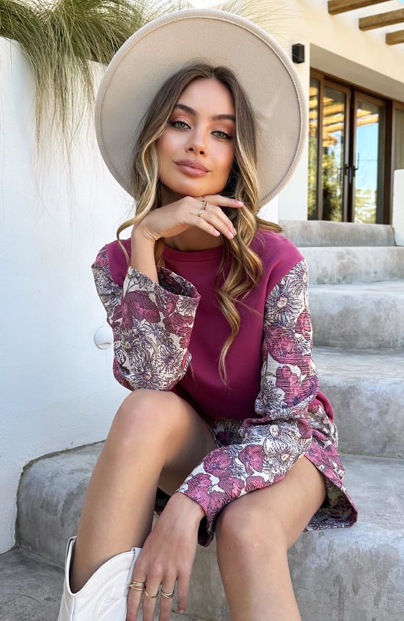 Bloemen Short Flora Burgundy – shoparchief — foto 5