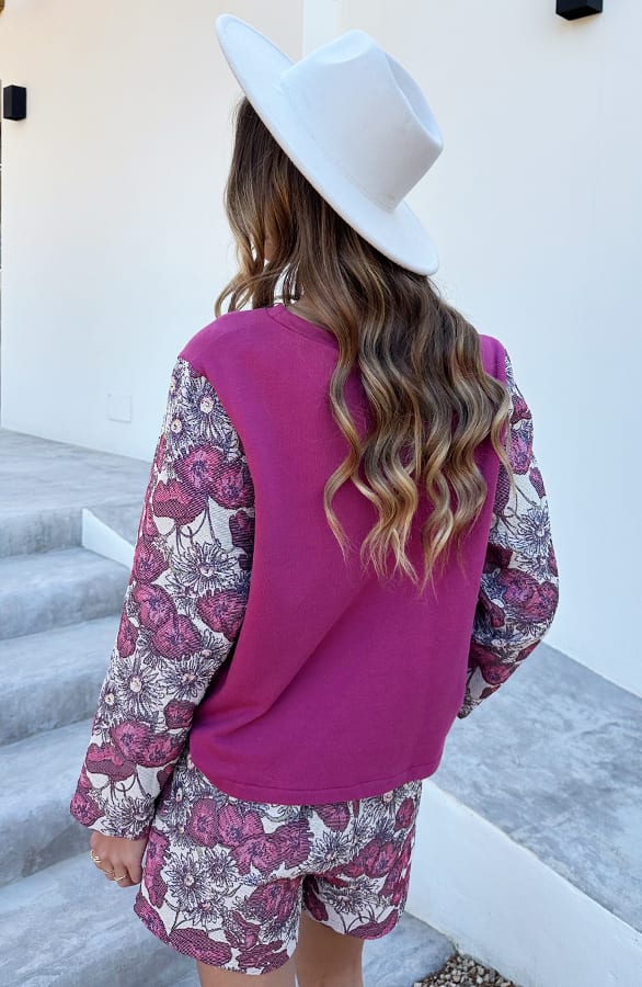 Bloemen Short Flora Burgundy – shoparchief — foto 3