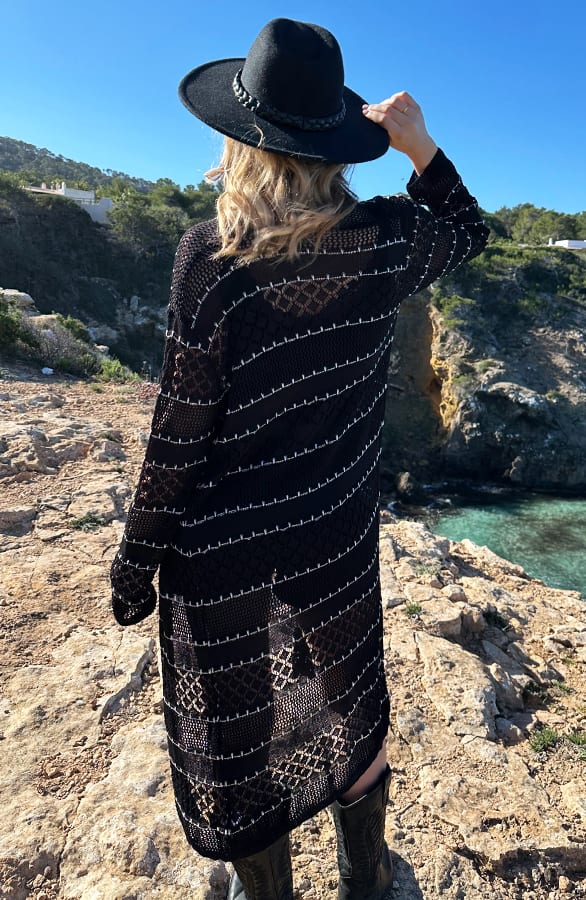 Gehaakte Cardigan Stripe Black – shoparchief — foto 2