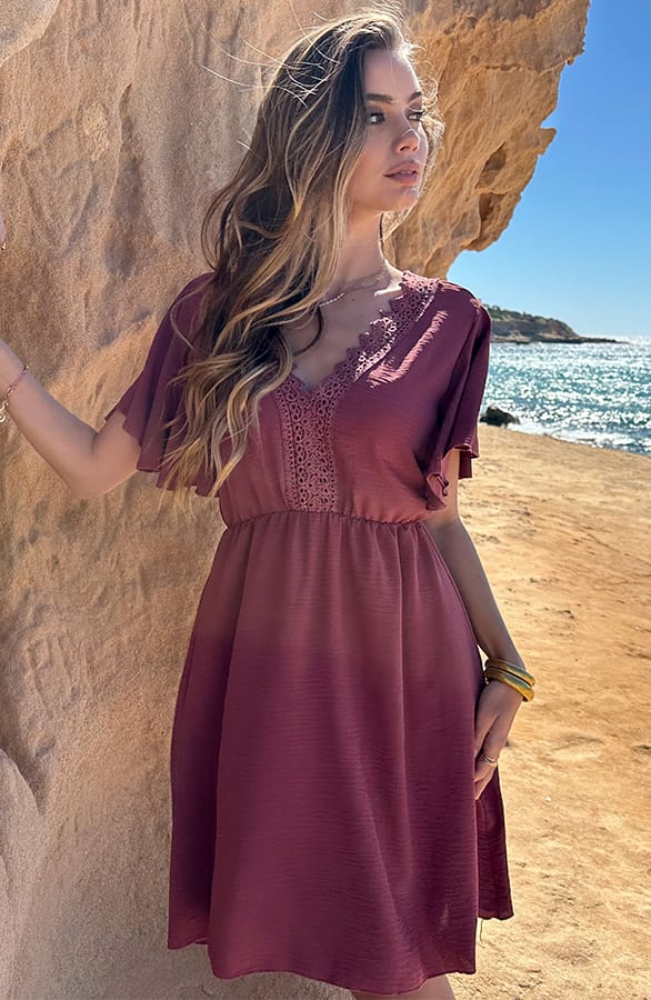 Open Back Lace Jurk Dust Roze – shoparchief — foto 4