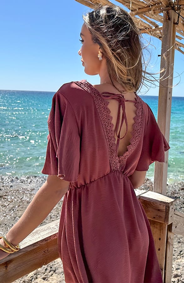 Open Back Lace Jurk Dust Roze – shoparchief — foto 3