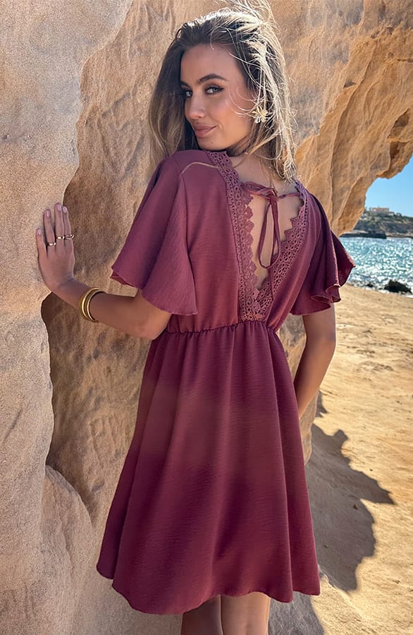 Open Back Lace Jurk Dust Roze – shoparchief — foto 2