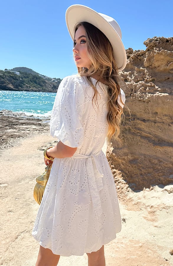 Pofmouw Jurk Met Broderie Details Off White – alle jurkjes — foto 2