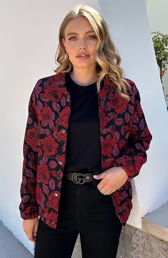 Bloemen Bomber Yuli Rood Roze – shoparchief — foto 6