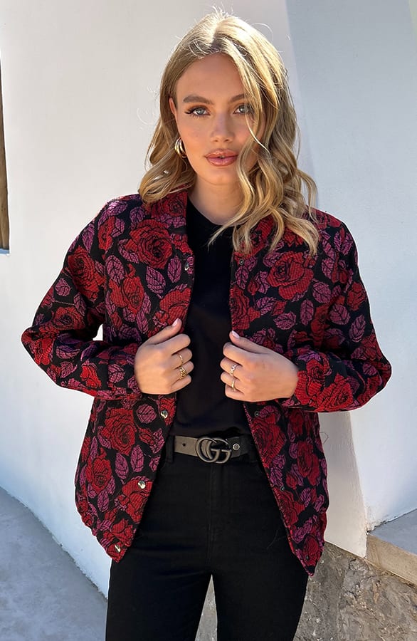 Bloemen Bomber Yuli Rood Roze – shoparchief — foto 3