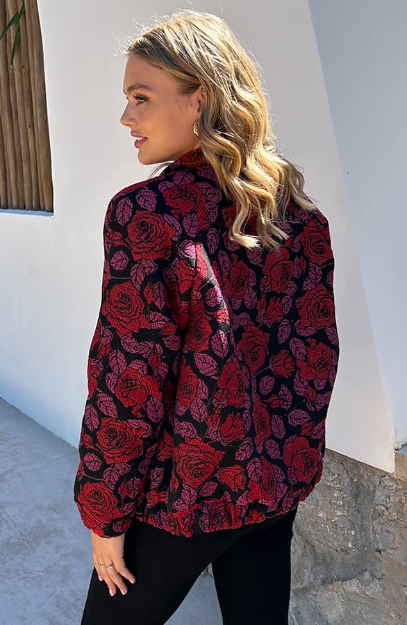 Bloemen Bomber Yuli Rood Roze – shoparchief — foto 4