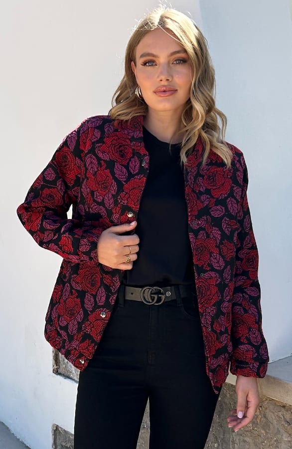 Bloemen Bomber Yuli Rood Roze – shoparchief — foto 7