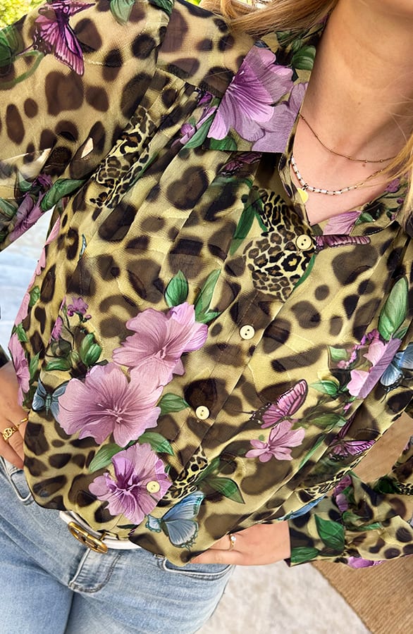 Bloemen Leopard Print Blouse – shoparchief — foto 9