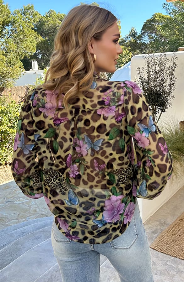 Bloemen Leopard Print Blouse – shoparchief — foto 3