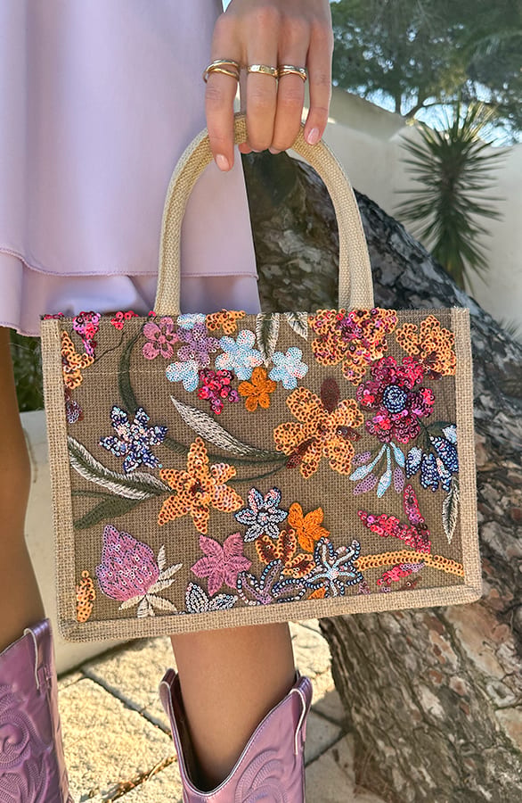 Bloemen Pailletten Handtas – shoparchief — foto 4