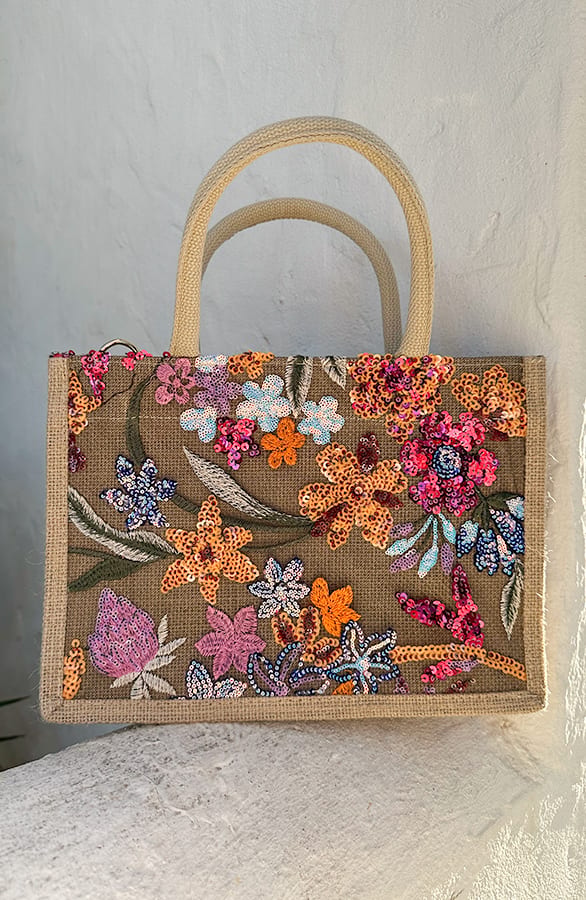 Bloemen Pailletten Handtas – shoparchief