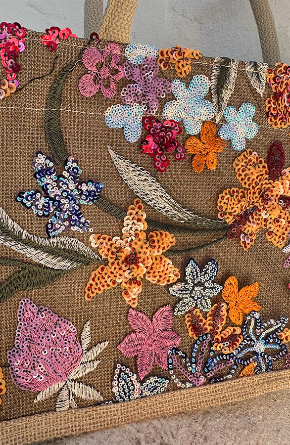 Bloemen Pailletten Handtas – shoparchief — foto 3