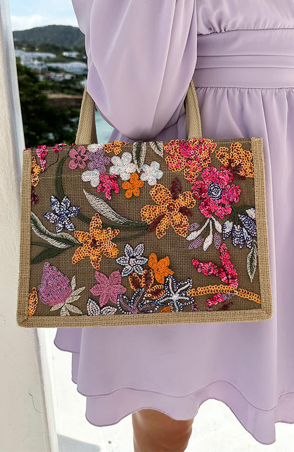 Bloemen Pailletten Handtas – shoparchief — foto 2
