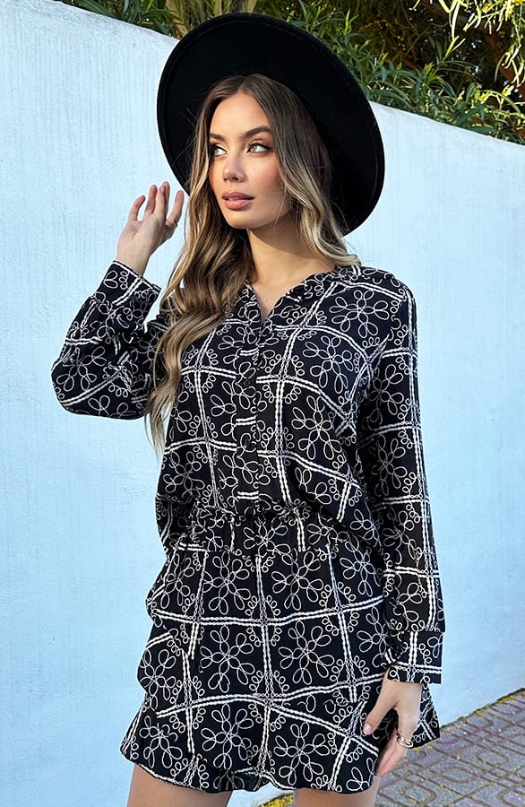 Blouse Met Details Djedi Flower Black – shoparchief