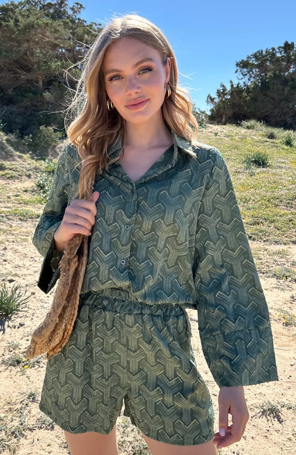 Bohemian Chevron Blouse Army – shoparchief — foto 2