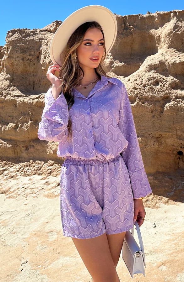 Bohemian Chevron Blouse Lila – shoparchief — foto 2