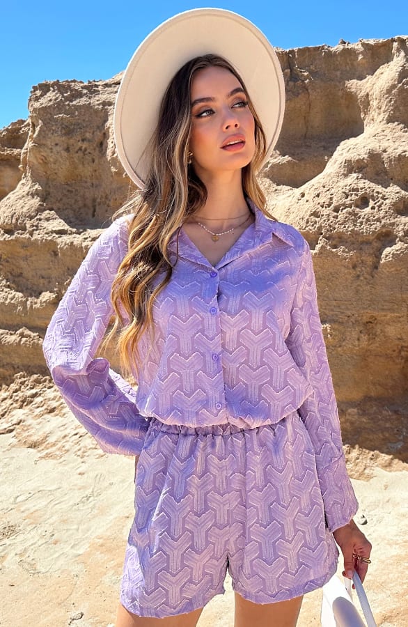 Bohemian Chevron Blouse Lila – shoparchief — foto 10