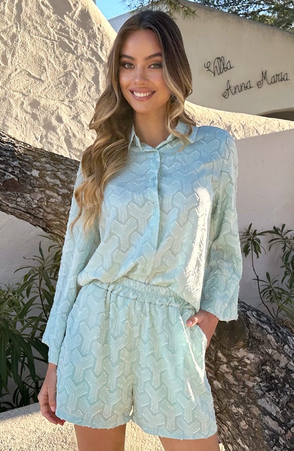 Bohemian Chevron Blouse Mint – shoparchief