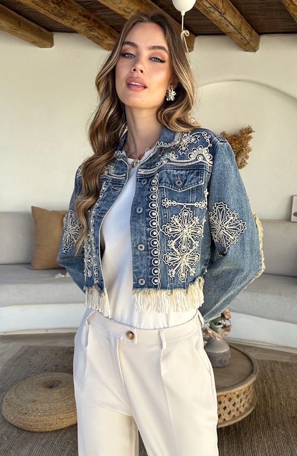 Bohemian Denim Jacket Fringe Vayen – jassen — foto 6
