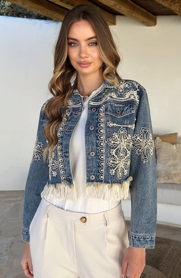 Bohemian Denim Jacket Fringe Vayen – jassen — foto 3