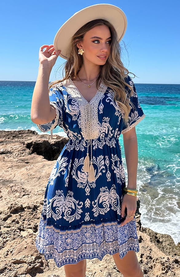 Bohemian Jurk Tess Navy – shoparchief — foto 2