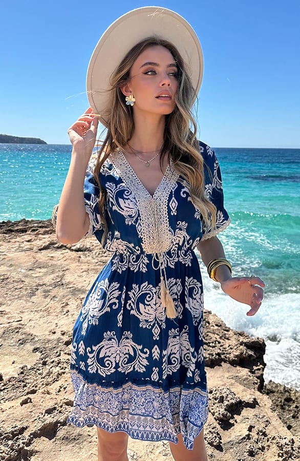 Bohemian Jurk Tess Navy – shoparchief — foto 6
