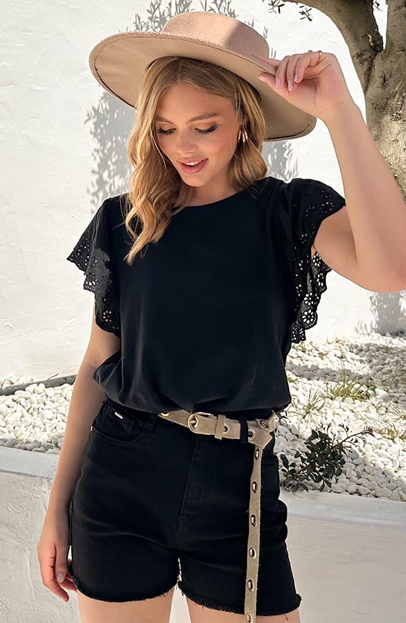 Broderie Detailed Top Leya Zwart – shoparchief — foto 4