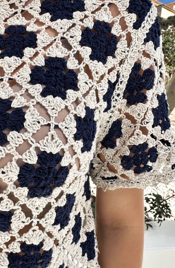 Crochet Shirt Aimee Blauw Beige – shoparchief — foto 4