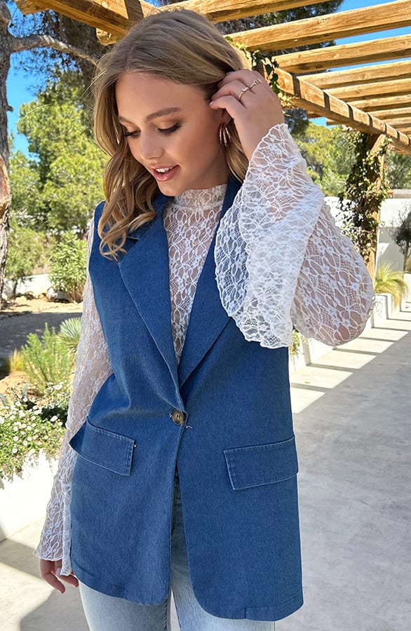Denim Gilet Met Zakken Manon – vesten — foto 6