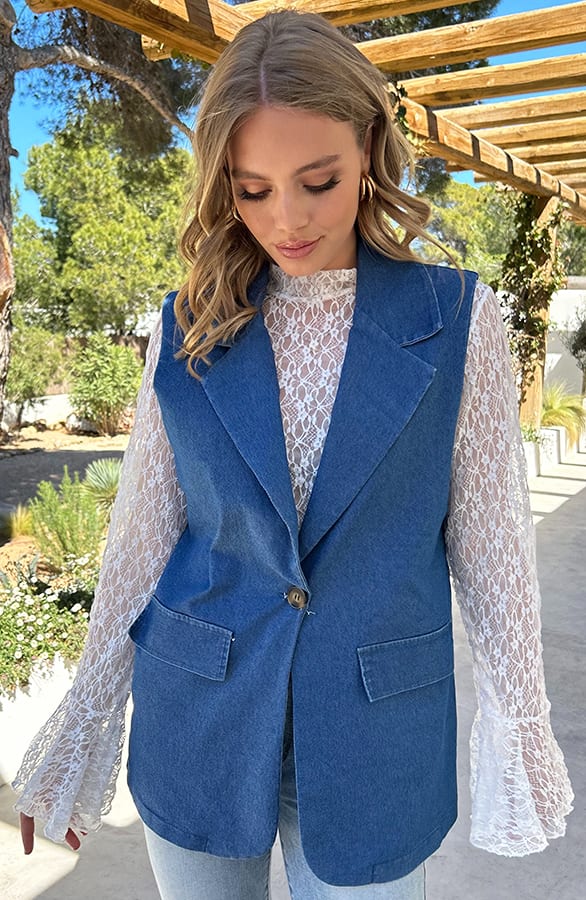 Denim Gilet Met Zakken Manon – vesten — foto 4