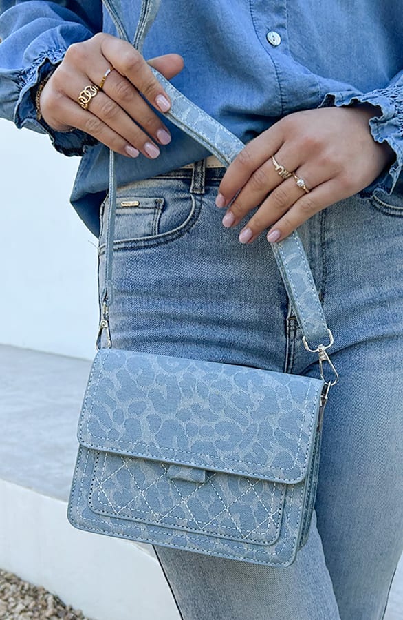 Denim Print Schoudertas – shoparchief