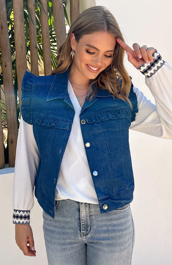 Denim Ruffle Gilet Heather Blue – shoparchief — foto 6