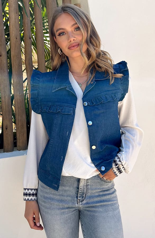 Denim Ruffle Gilet Heather Blue – shoparchief — foto 4