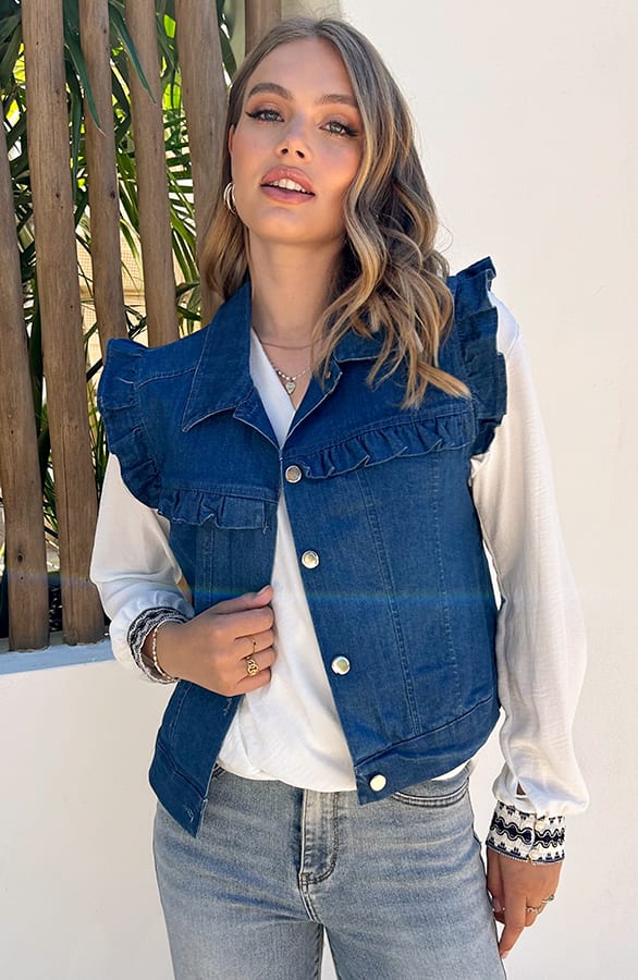 Denim Ruffle Gilet Heather Blue – shoparchief — foto 7