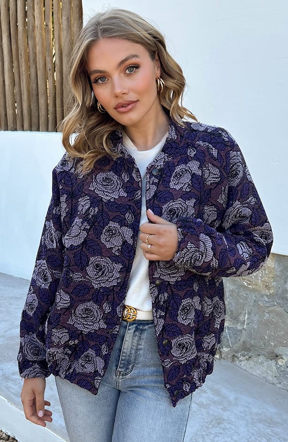 Elegant Bloemen Bomber Mara Lila – shoparchief