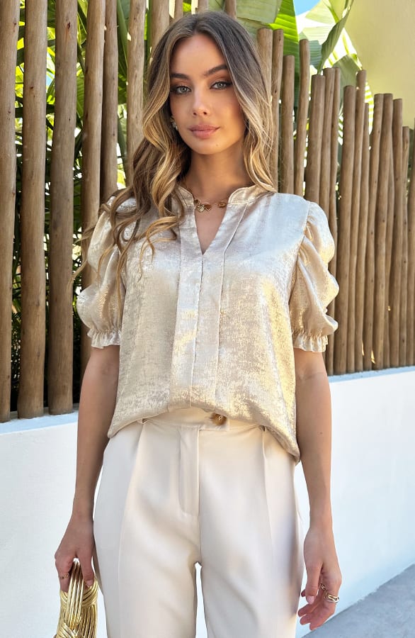Elegant Pofmouw Top Metallic Gold – shirts & tops — foto 4