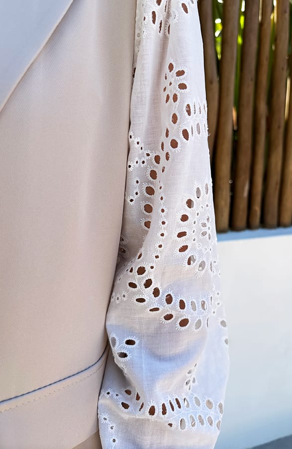 Embroidery Mouw Blazer Beige – blazers — foto 9