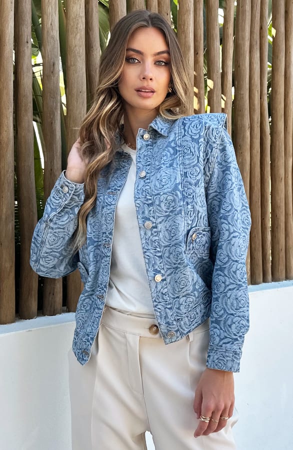 Exclusive Roses Denim Jacket Lisanne