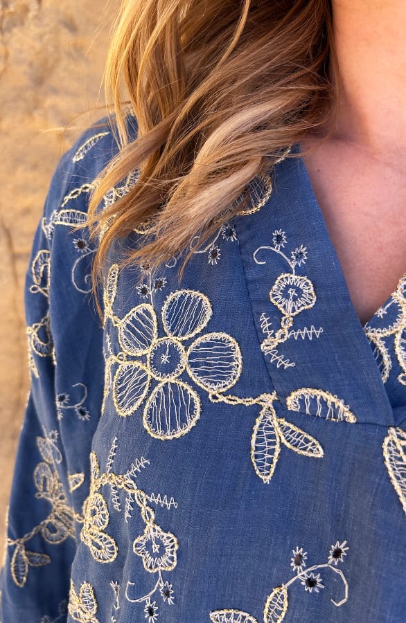 Flower Denim Embroidery Blouse – shoparchief — foto 13