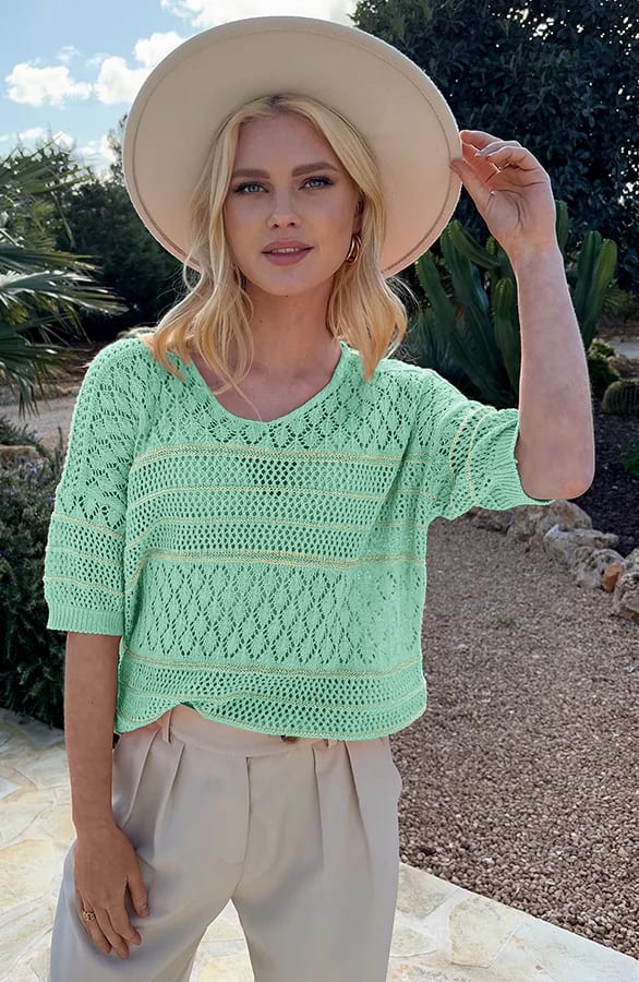 Gehaakte Top Detail Lurex Vive Mint – shoparchief — foto 3