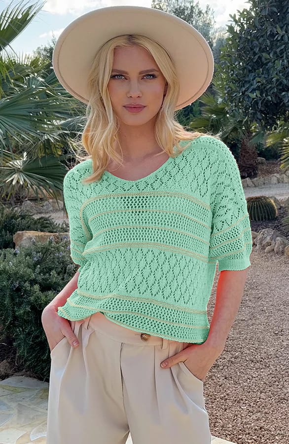 Gehaakte Top Detail Lurex Vive Mint – shoparchief — foto 4