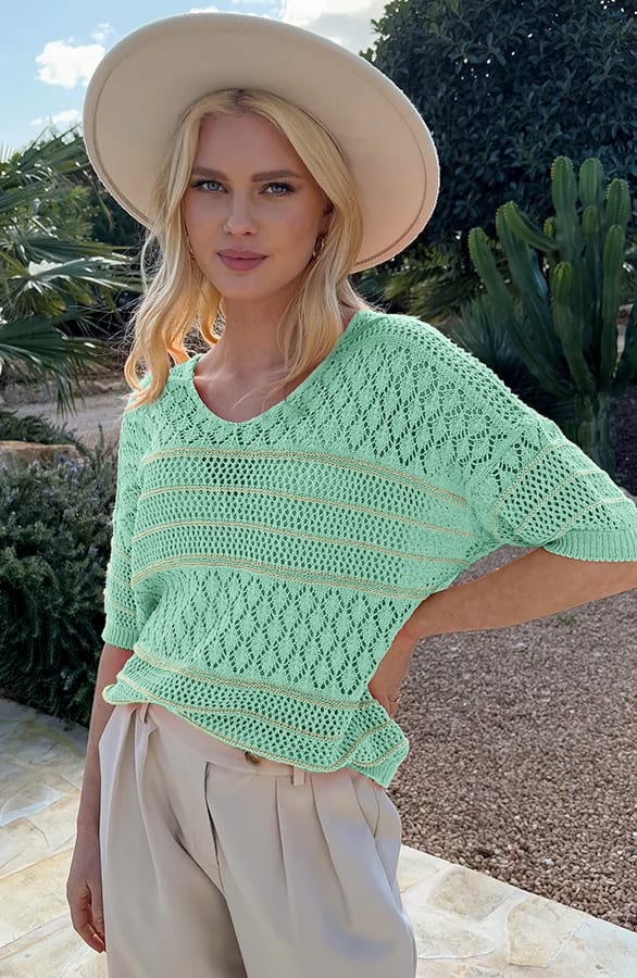 Gehaakte Top Detail Lurex Vive Mint – shoparchief