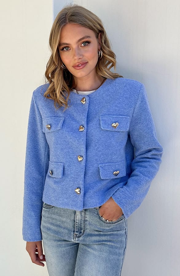 Heart Cardigan Jacket Kourtney Baby Blue – shoparchief
