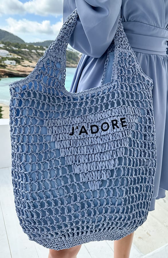 J Adore Tas Raffia Denim Blauw – shoparchief