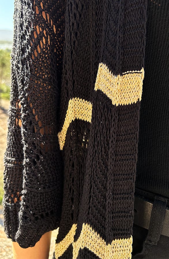 Knitted Zigzag Cardigan Lurex Zwart Goud – shoparchief — foto 14