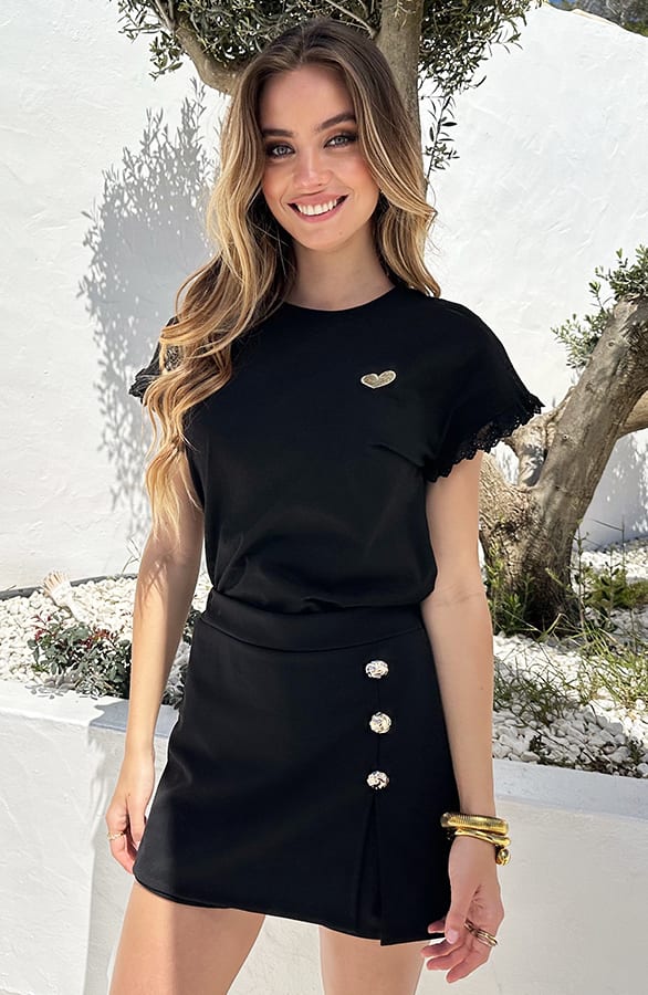 Knopen Skort Zwart – shoparchief — foto 2