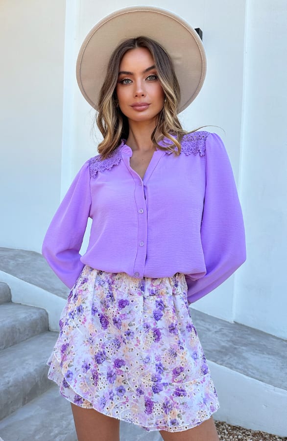 Lace Detail Blouse Janee Lila – kleding — foto 6